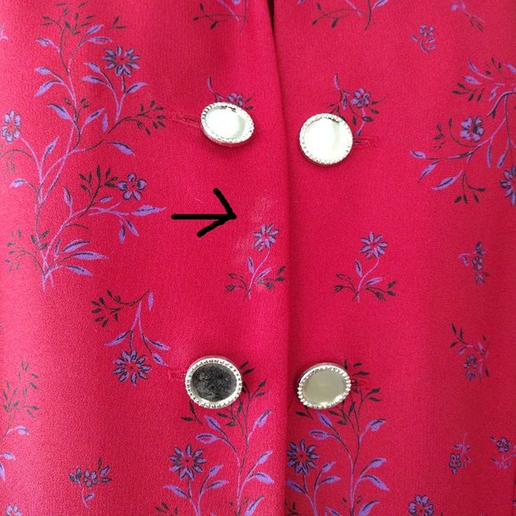 Vintage 1990s Red Floral Double Breasted Lightweight Blazer Jacket 18 - Picture 11 of 11